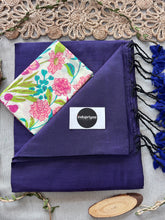 Purple Handloom Cotton Saree With Flower Print Blouse